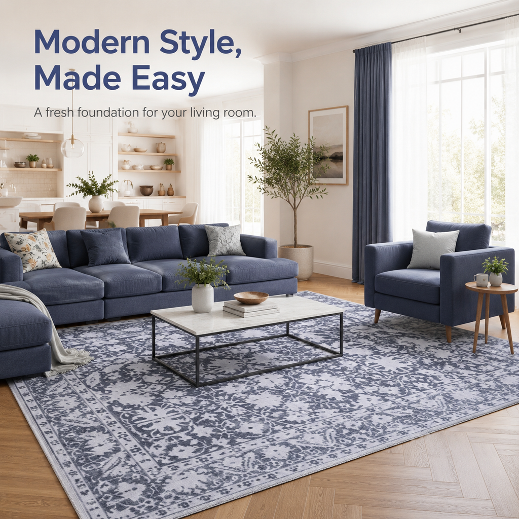 Washable Modern Rug  Grey Abstract