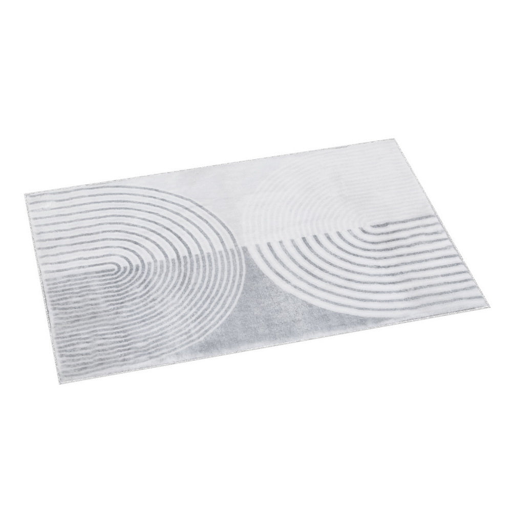 Soft-Touch Textured Rug — White & Grey Arch, 160 x 230cm