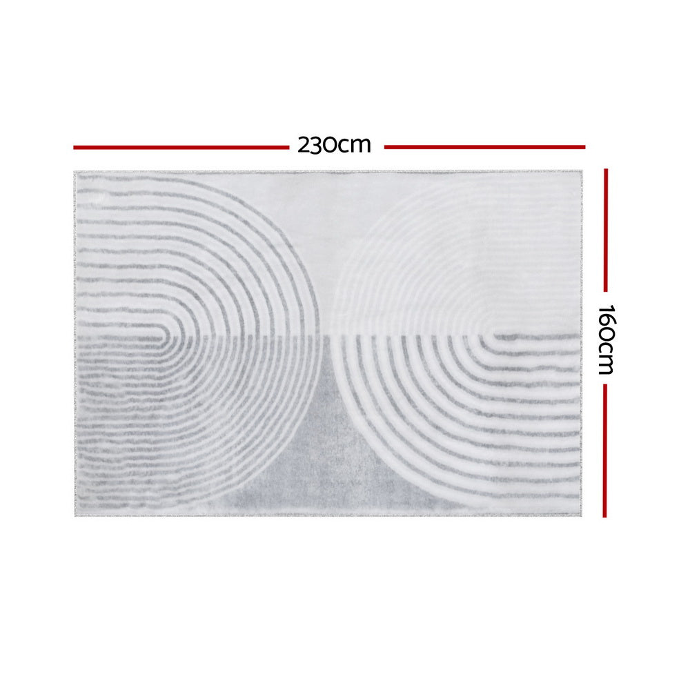 Soft-Touch Textured Rug — White & Grey Arch, 160 x 230cm