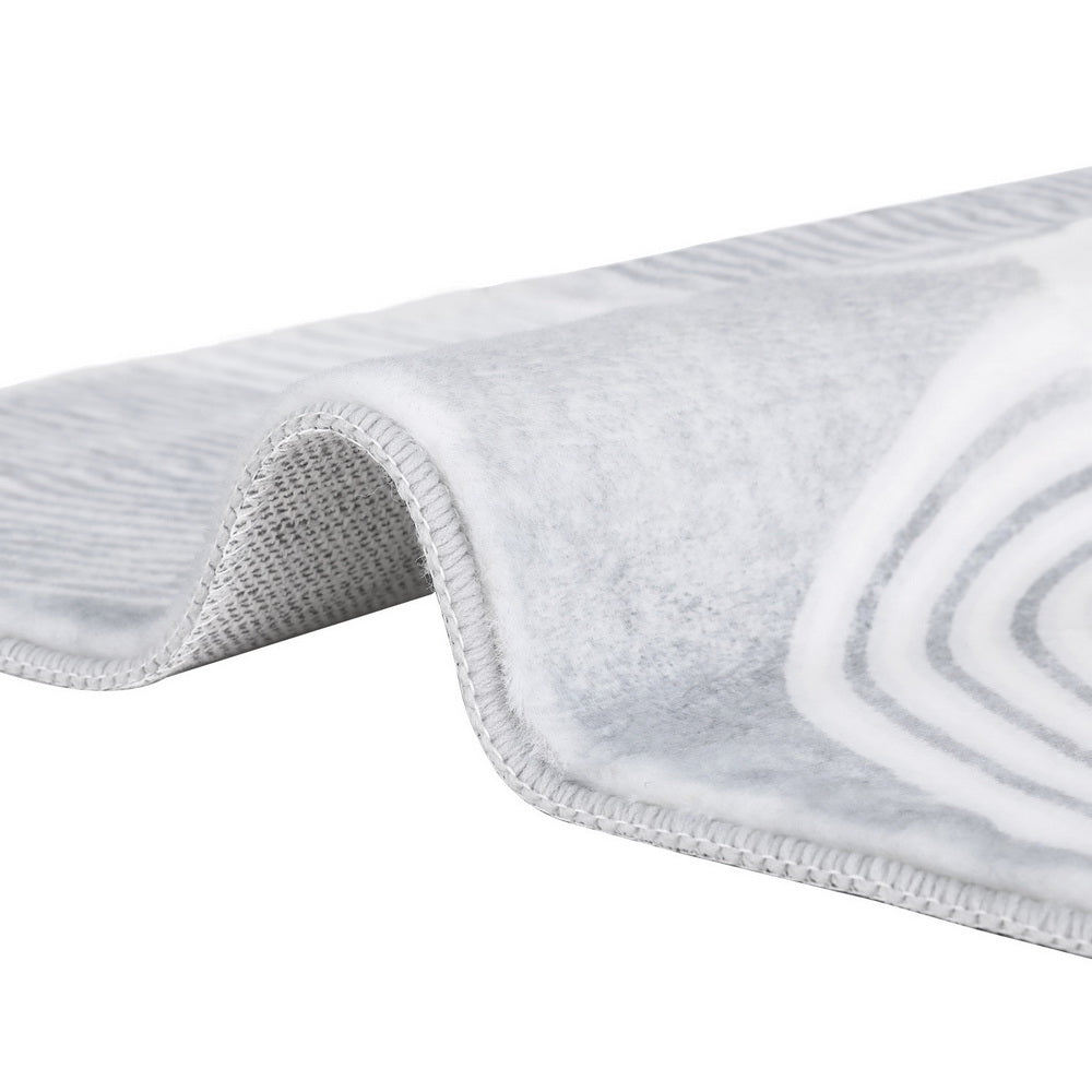 Soft-Touch Textured Rug — White & Grey Arch, 160 x 230cm
