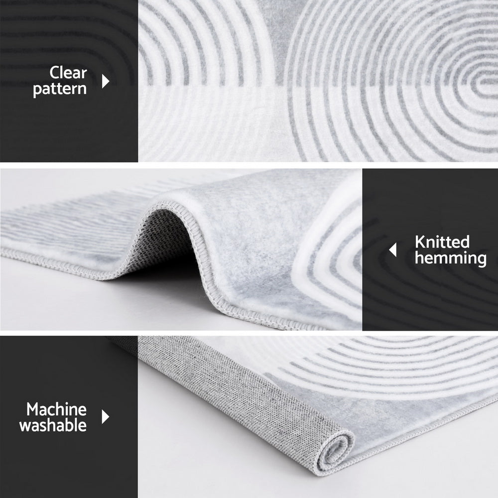Soft-Touch Textured Rug — White & Grey Arch, 160 x 230cm