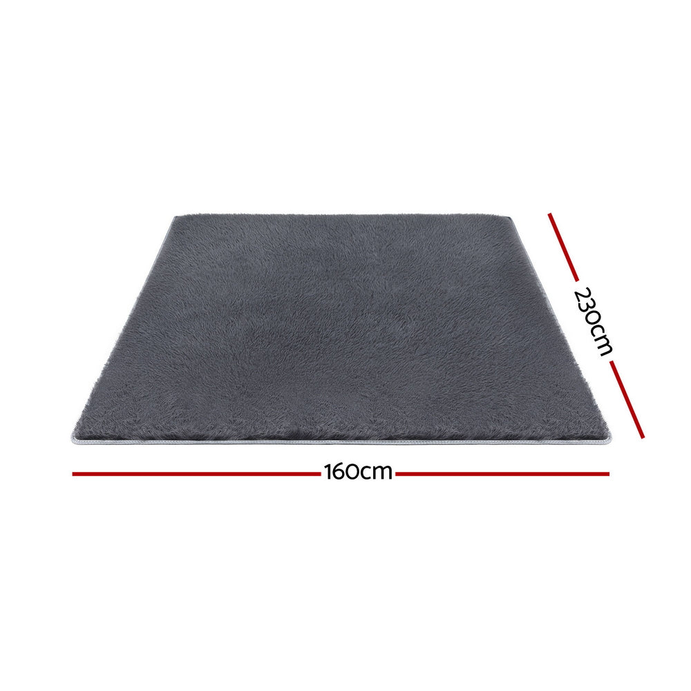 Plush Shaggy Rug – Grey – 160 × 230cm