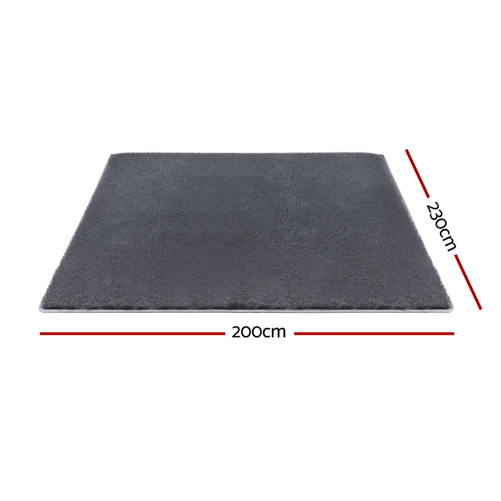 Plush Shaggy Rug — Grey, 200 × 230cm