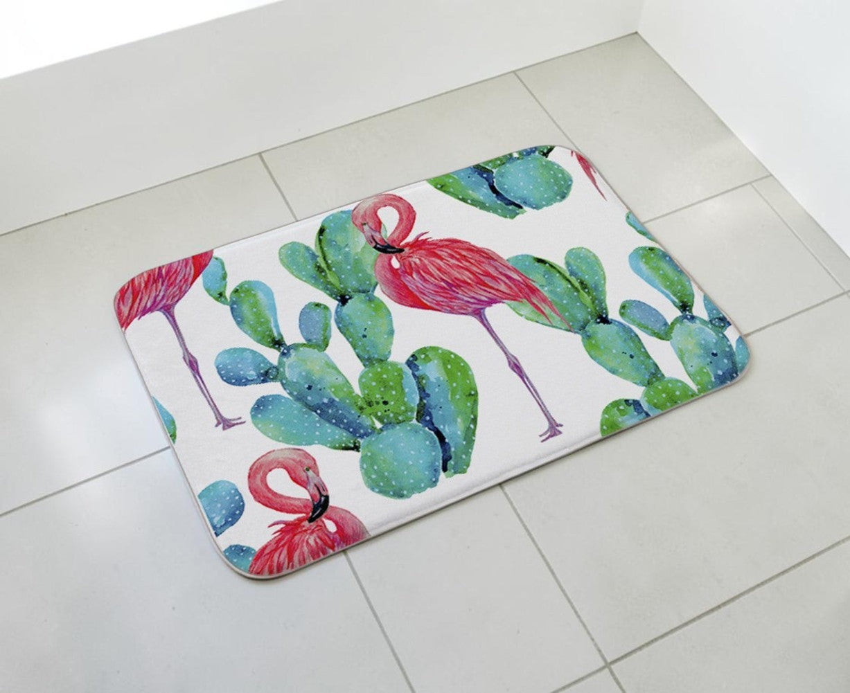 Flamingo Cactus Non-Slip Doormat – 40 × 60cm