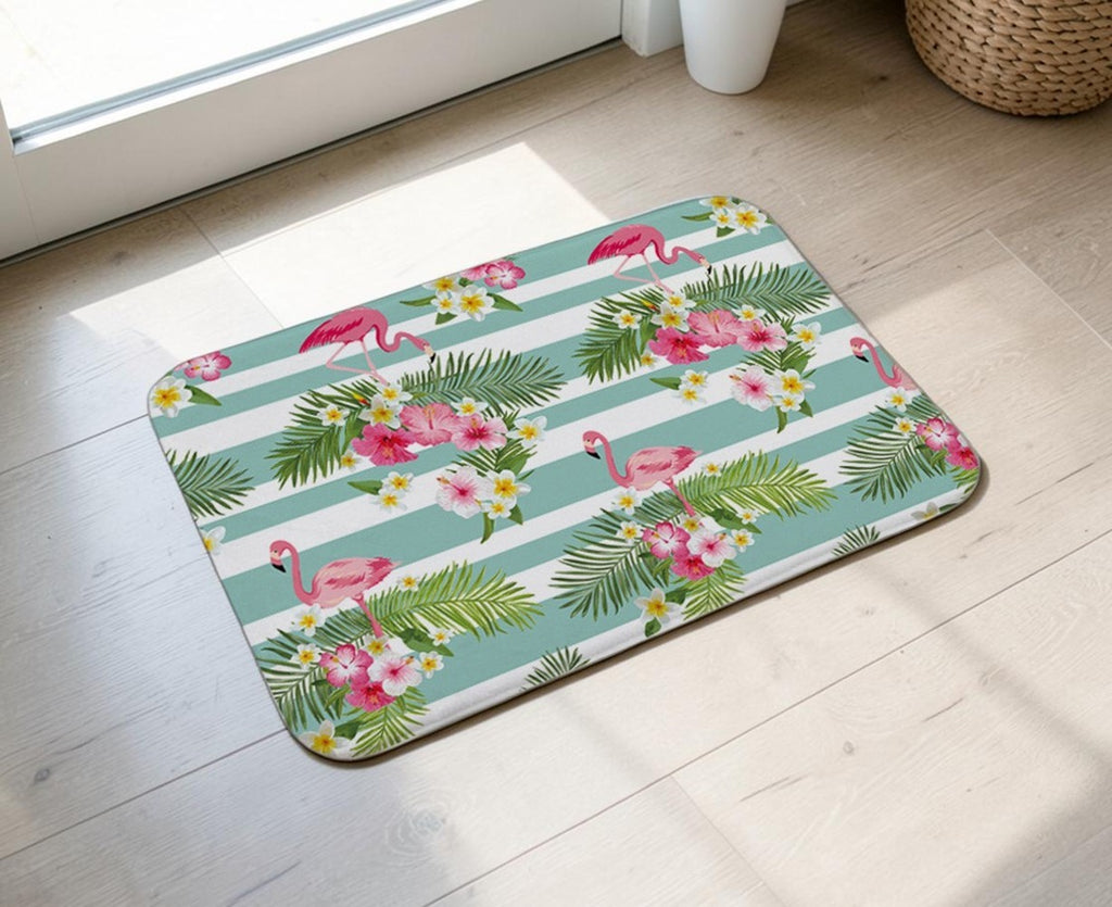 Flamingo Palm Leaf Non-Slip Doormat – 40 × 60cm