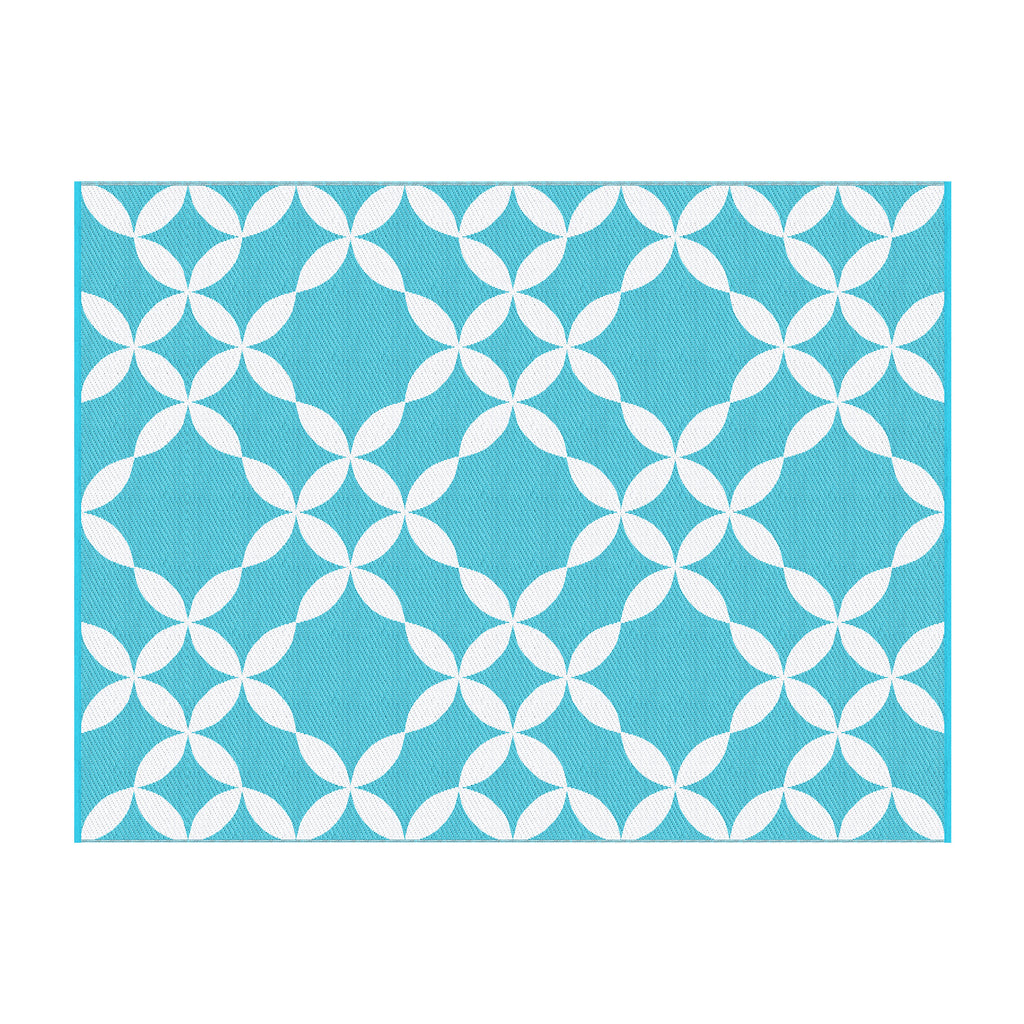 Reversible Outdoor Rug — Light Blue Geometric, 274 x 366cm