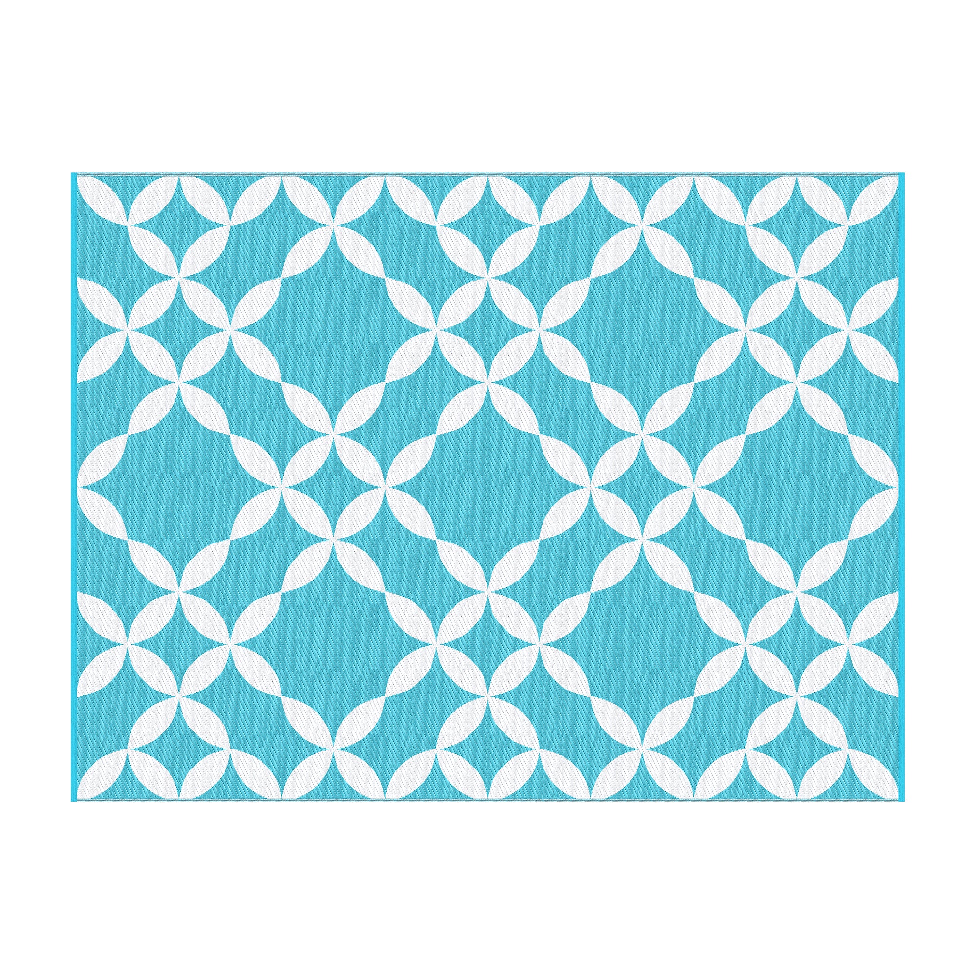 Reversible Outdoor Rug — Light Blue Geometric, 274 x 366cm