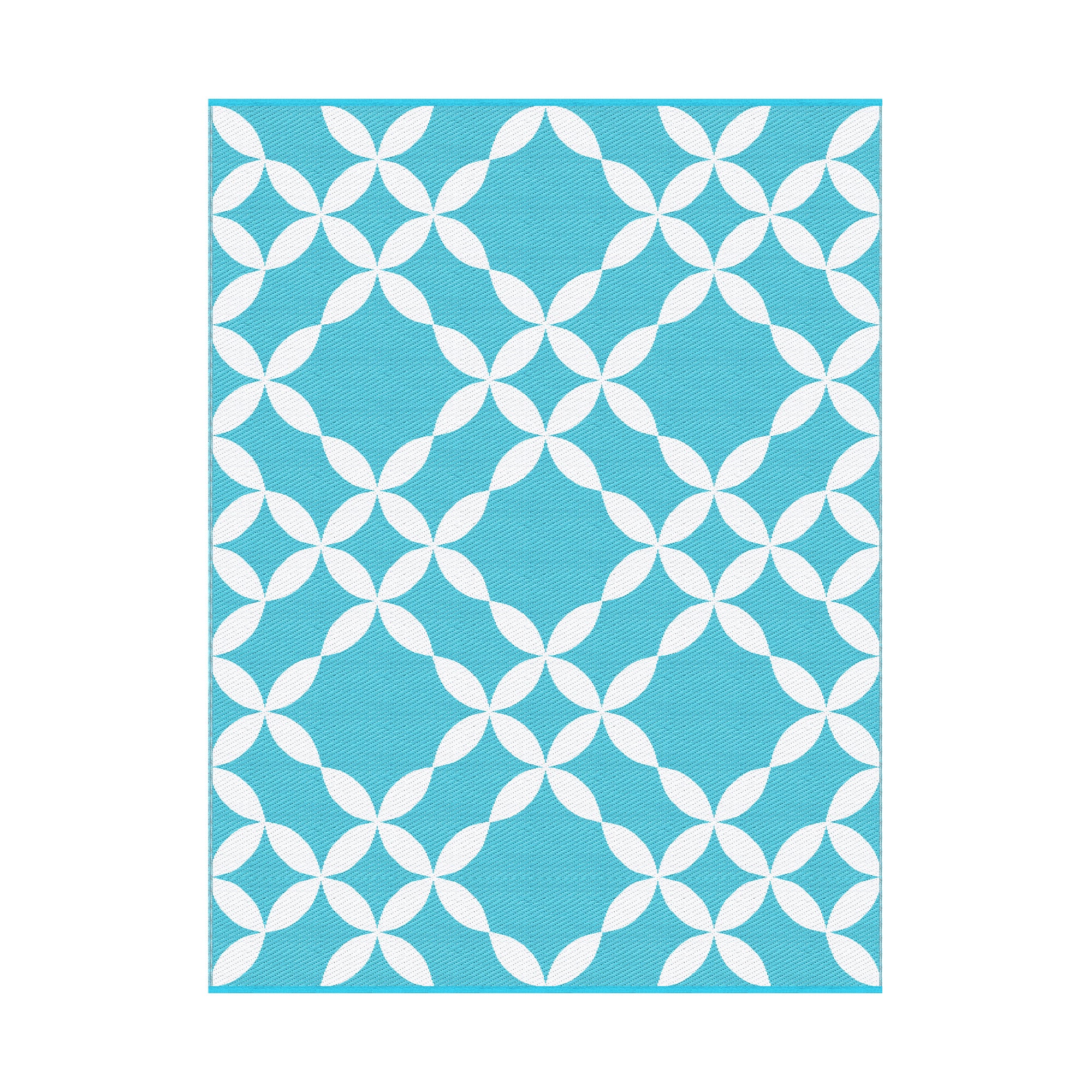 Reversible Outdoor Rug — Light Blue Geometric, 274 x 366cm