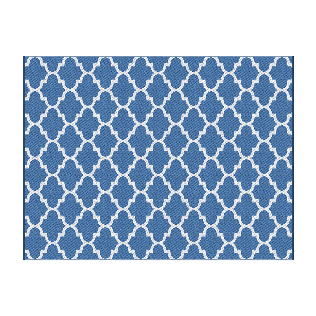 Reversible Outdoor Rug — Blue Moroccan Trellis, 274 x 366cm