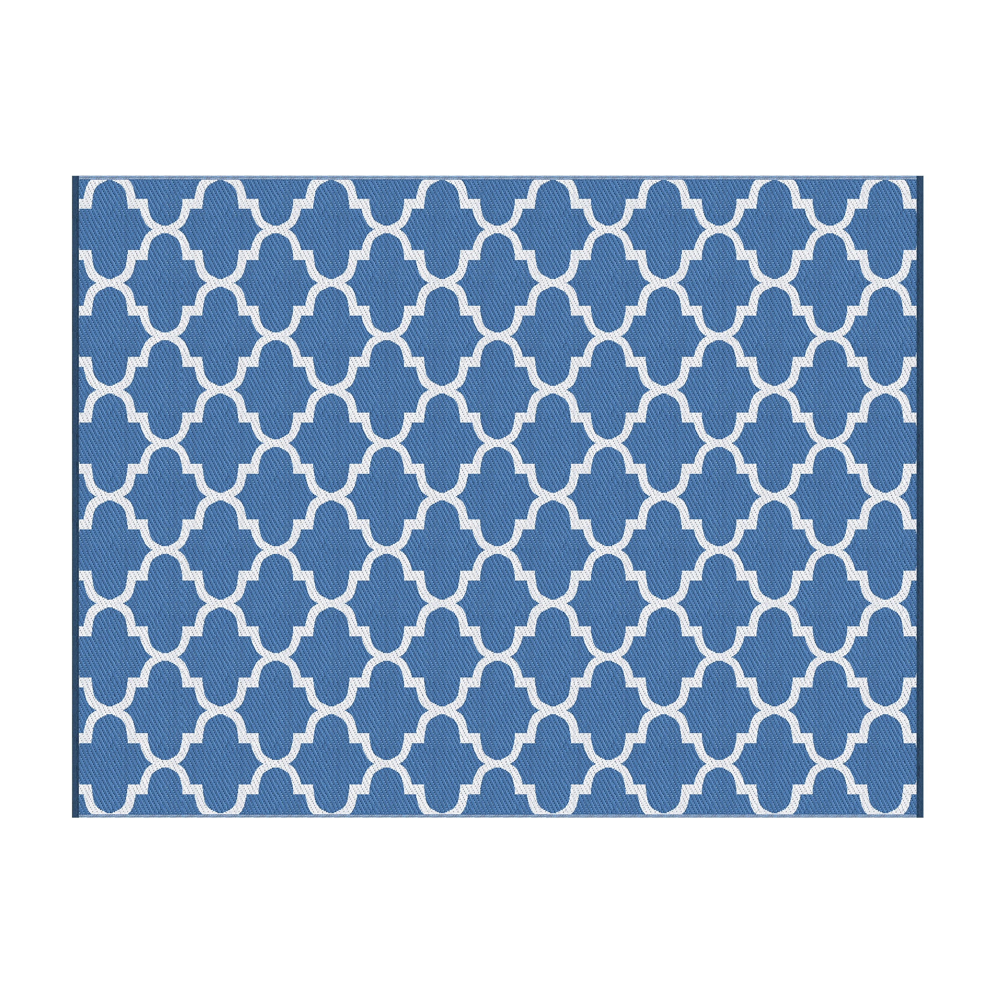 Reversible Outdoor Rug — Blue Moroccan Trellis, 274 x 366cm
