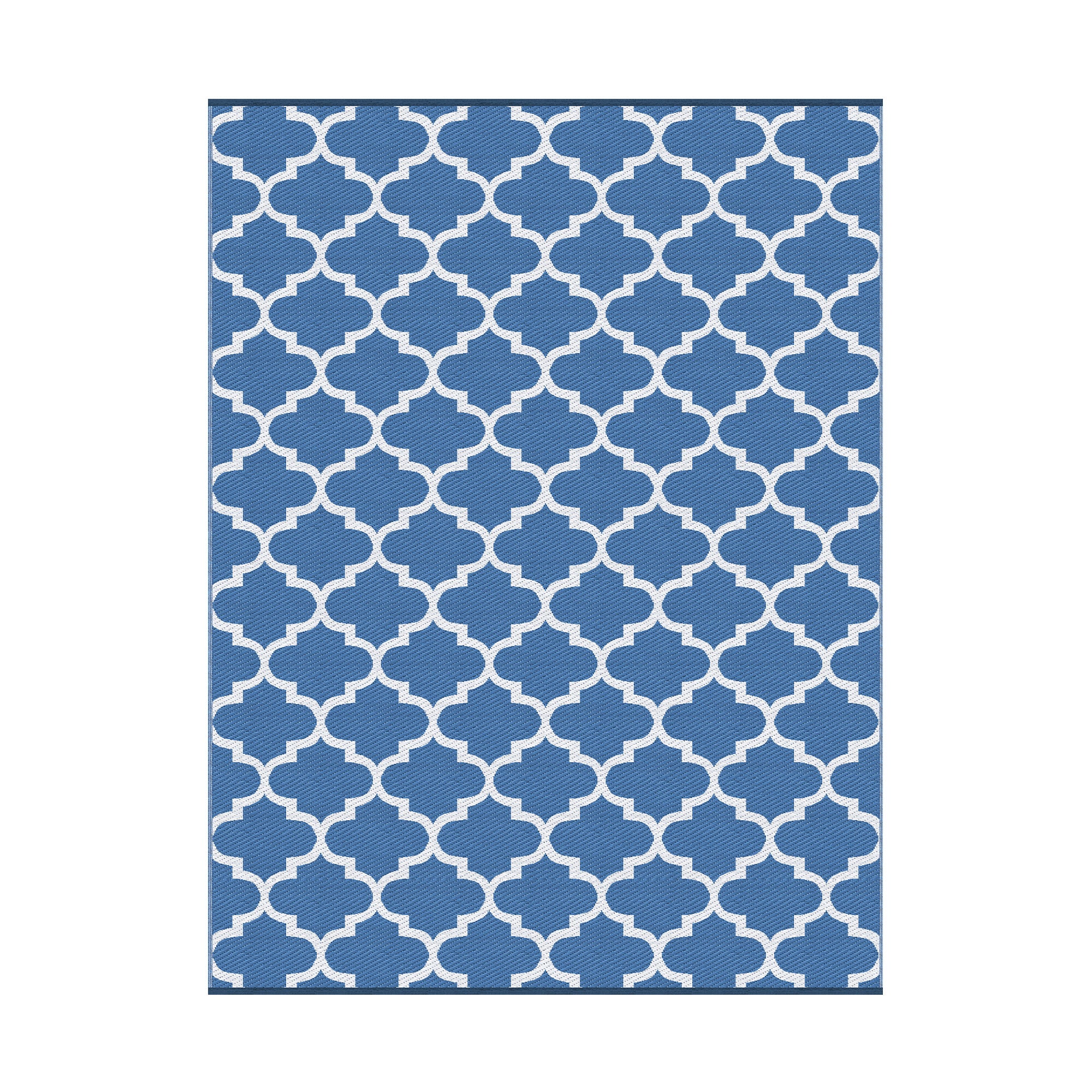 Reversible Outdoor Rug — Blue Moroccan Trellis, 274 x 366cm