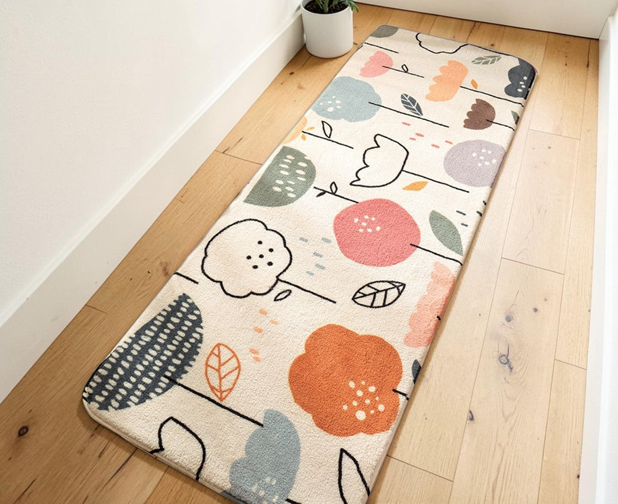 Scandi Floral Print Anti-Slip Runner – 60 × 160cm