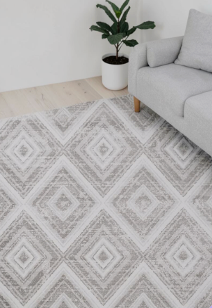 Metro Diamond Rug — Silver Grey Modern, 160 x 230cm