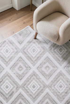 Metro Diamond Rug — Silver Grey Modern, 160 x 230cm