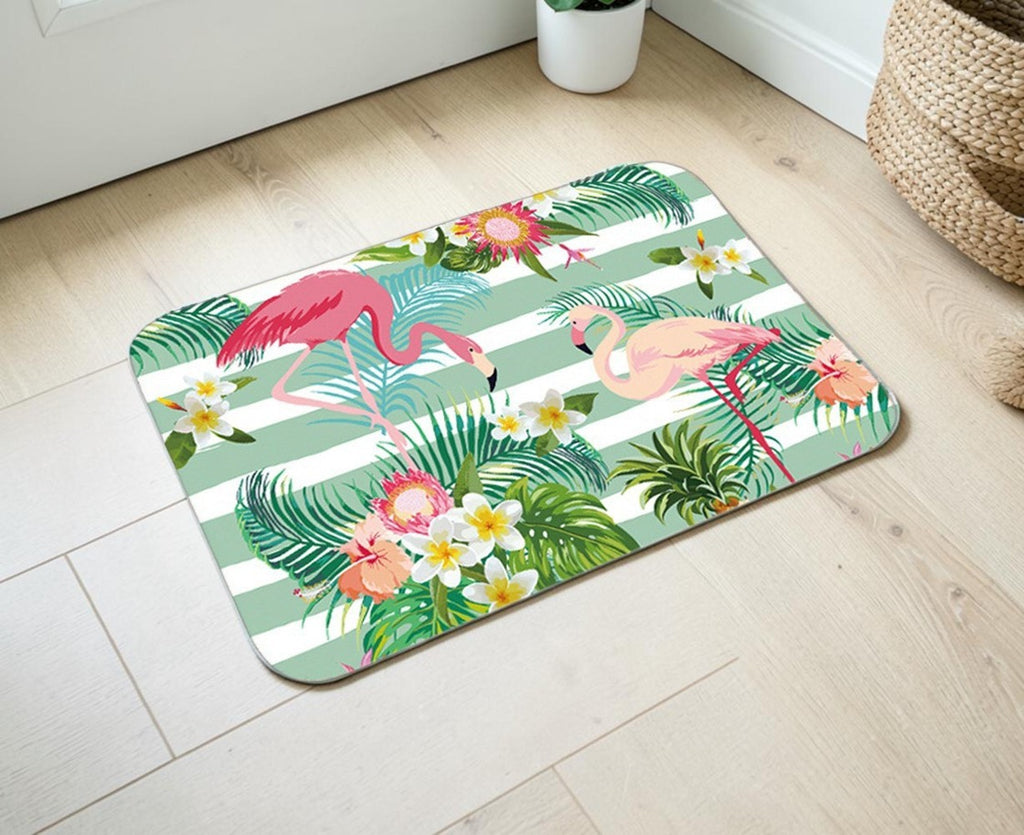 Tropical Floral Flamingo Non-Slip Doormat – 40 × 60cm
