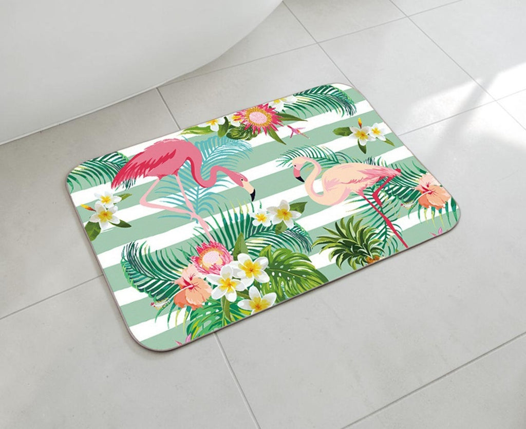 Tropical Floral Flamingo Non-Slip Doormat – 40 × 60cm
