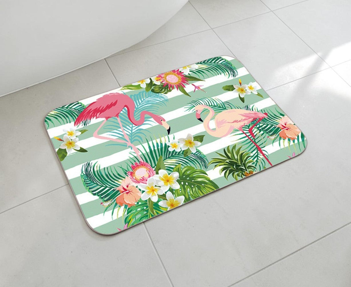 Tropical Floral Flamingo Non-Slip Doormat – 40 × 60cm