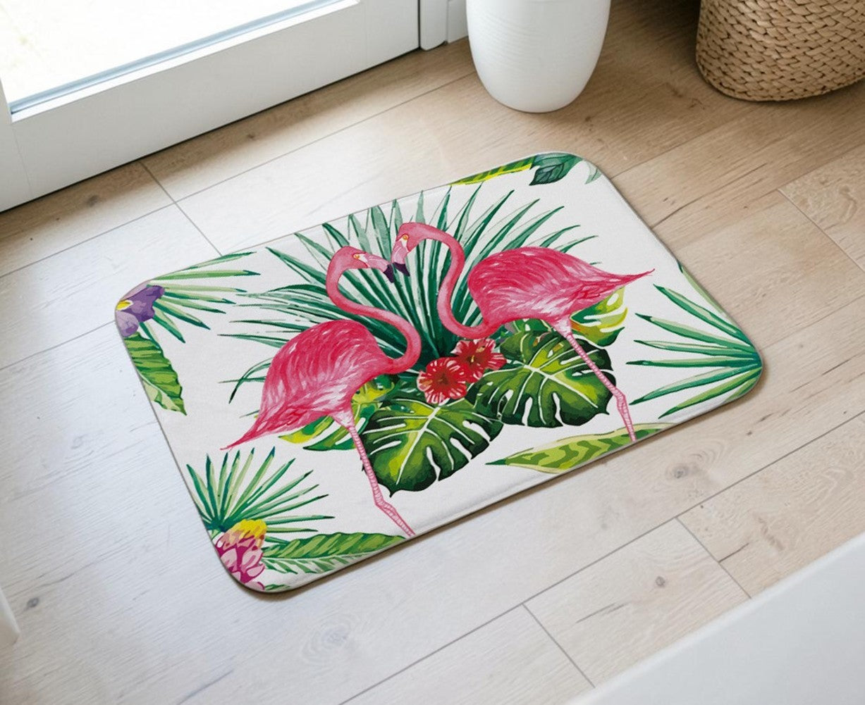 Tropical Palm Flamingo Non-Slip Doormat – 40 × 60cm