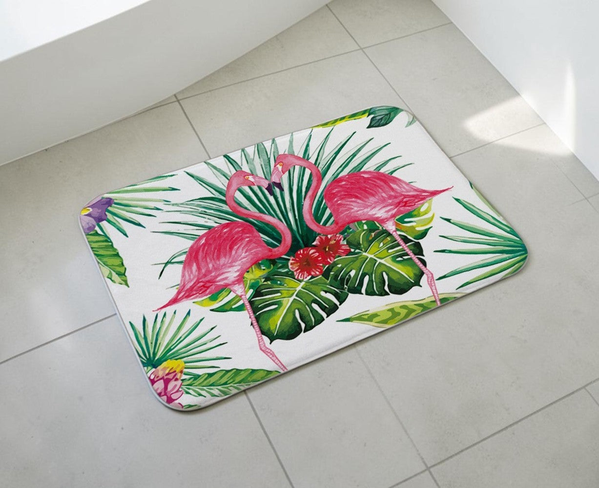 Tropical Palm Flamingo Non-Slip Doormat – 40 × 60cm