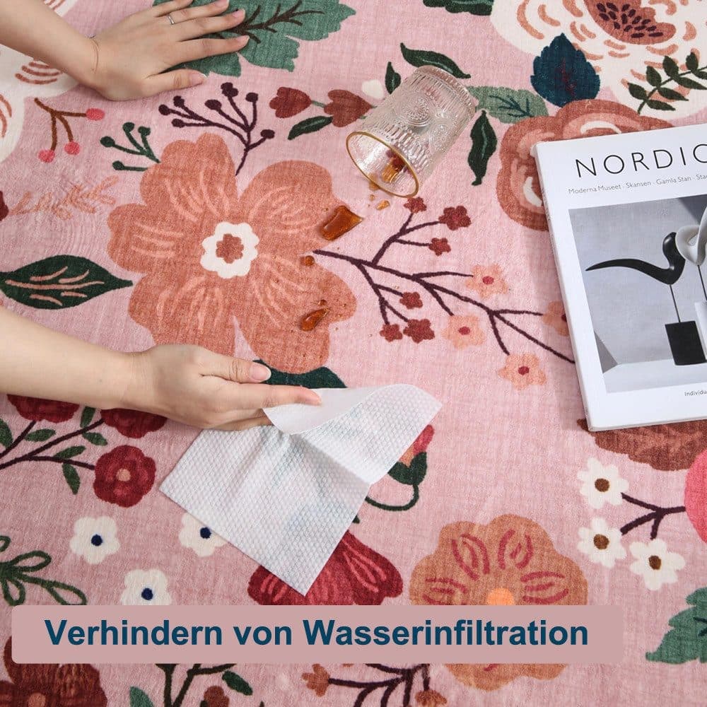 Pink Bohemian Floral Non-Slip Doormat – 60 × 90cm