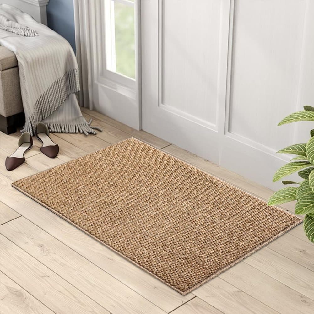 Brown Jute-Look Indoor/Outdoor Non-Slip Doormat – 60 × 90cm