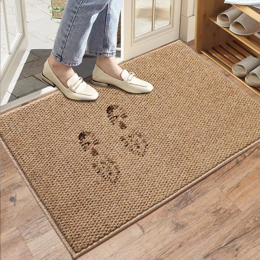 Brown Jute-Look Indoor/Outdoor Non-Slip Doormat – 60 × 90cm