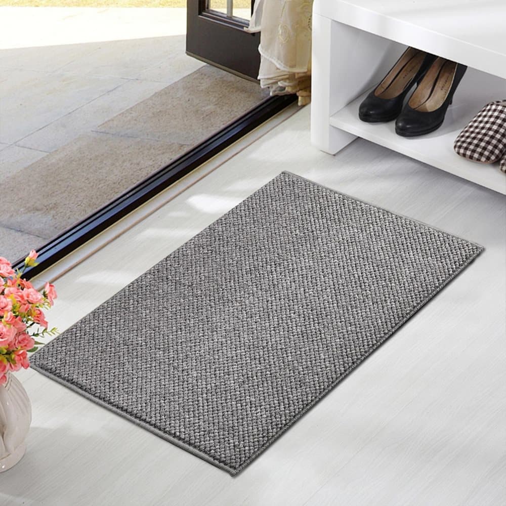 Grey Jute-Look Indoor/Outdoor Non-Slip Doormat – 60 × 90cm