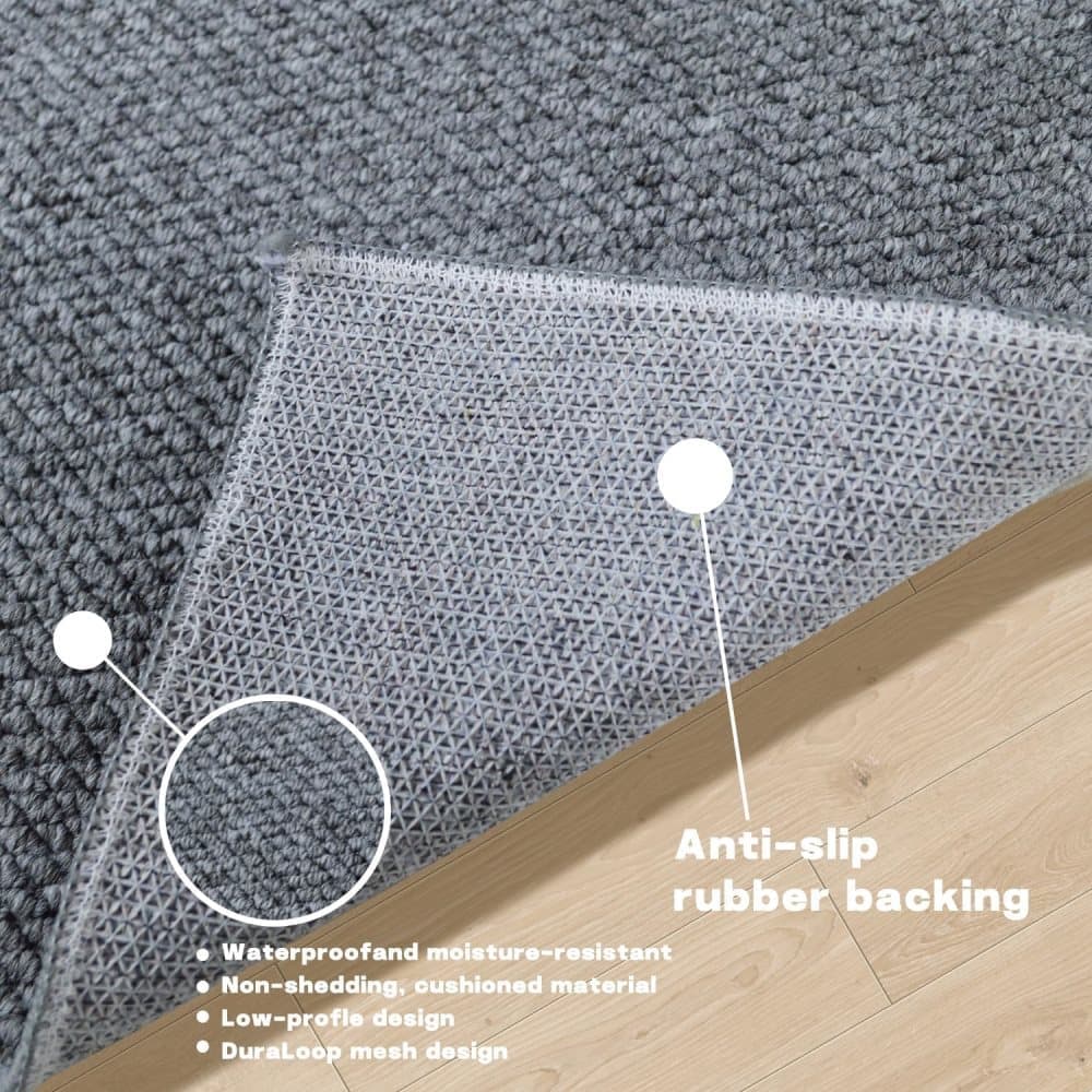 Grey Jute-Look Indoor/Outdoor Non-Slip Doormat – 60 × 90cm