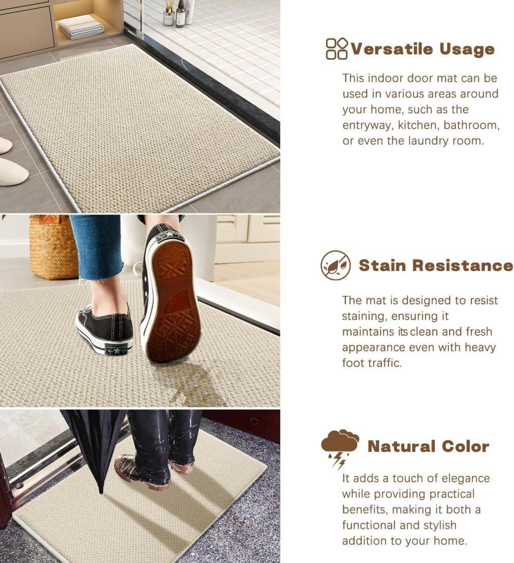 Beige Jute-Look Indoor/Outdoor Non-Slip Doormat – 60 × 90cm