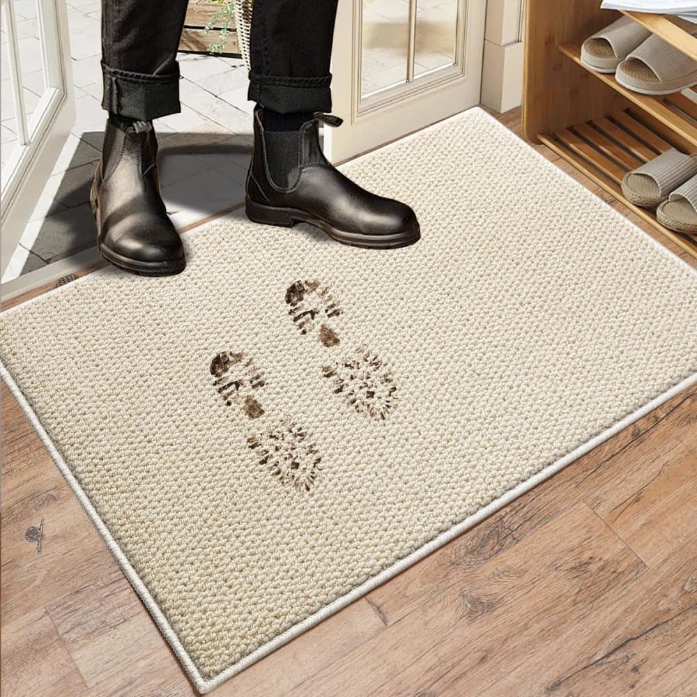 Beige Jute-Look Indoor/Outdoor Non-Slip Doormat – 60 × 90cm