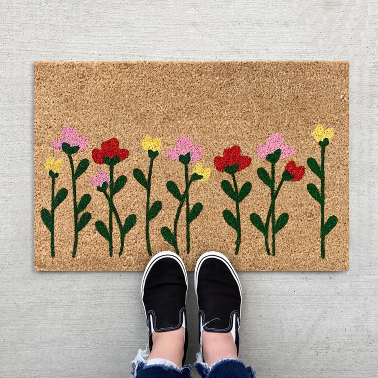 Wildflower Stems Non-Slip Doormat – 40 × 60cm