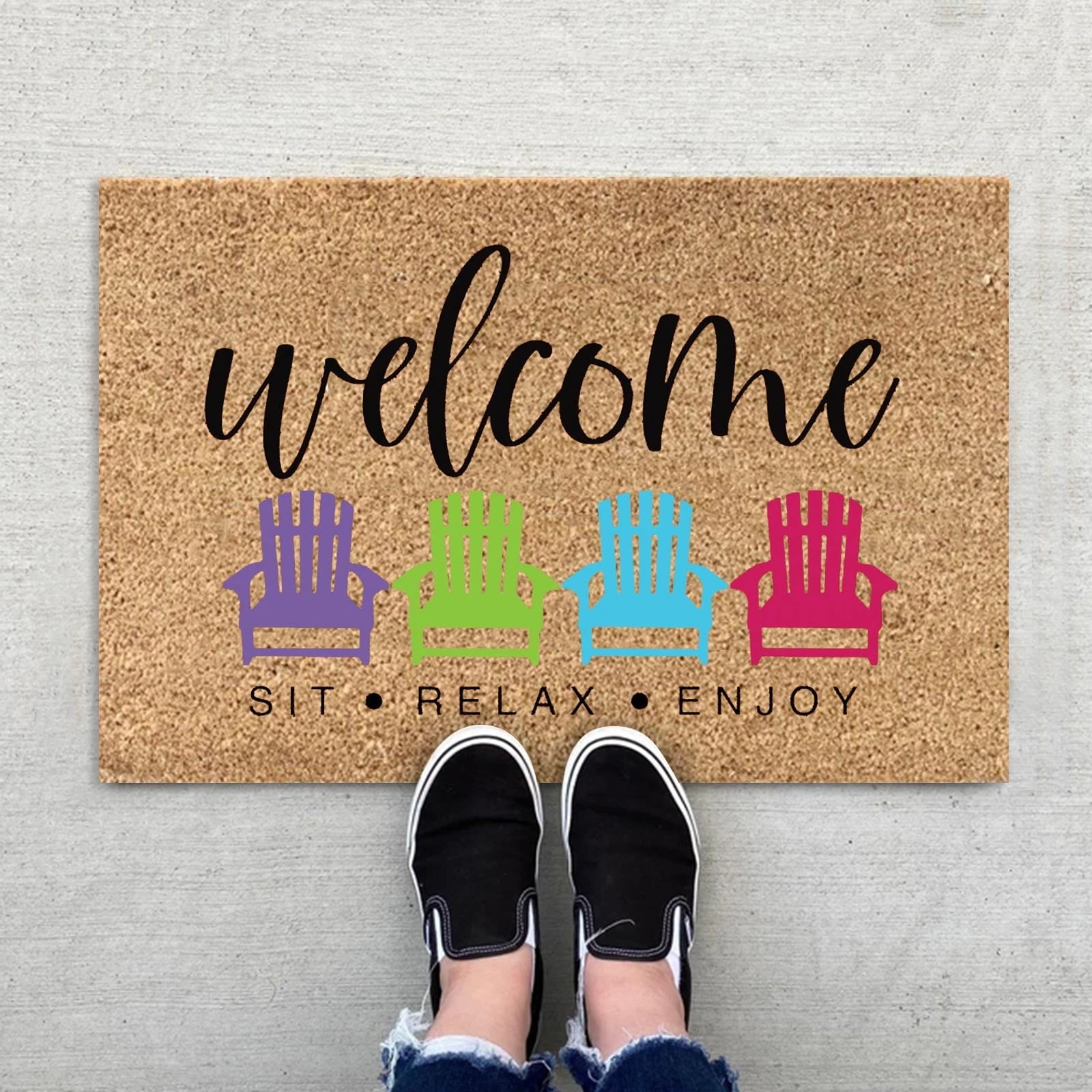 Welcome Sit Relax Enjoy Non-Slip Doormat – 40 × 60cm
