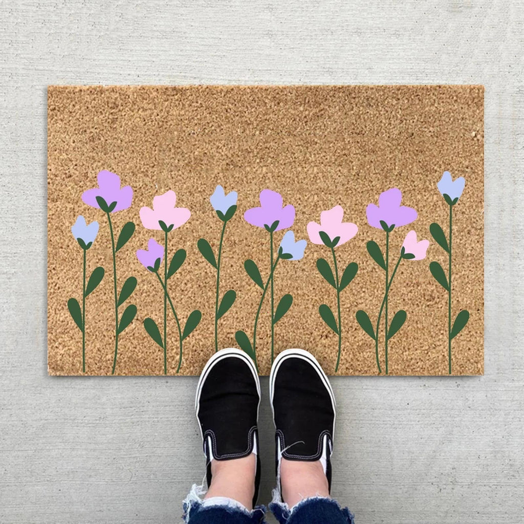 Purple Wildflower Non-Slip Doormat – 40 × 60cm