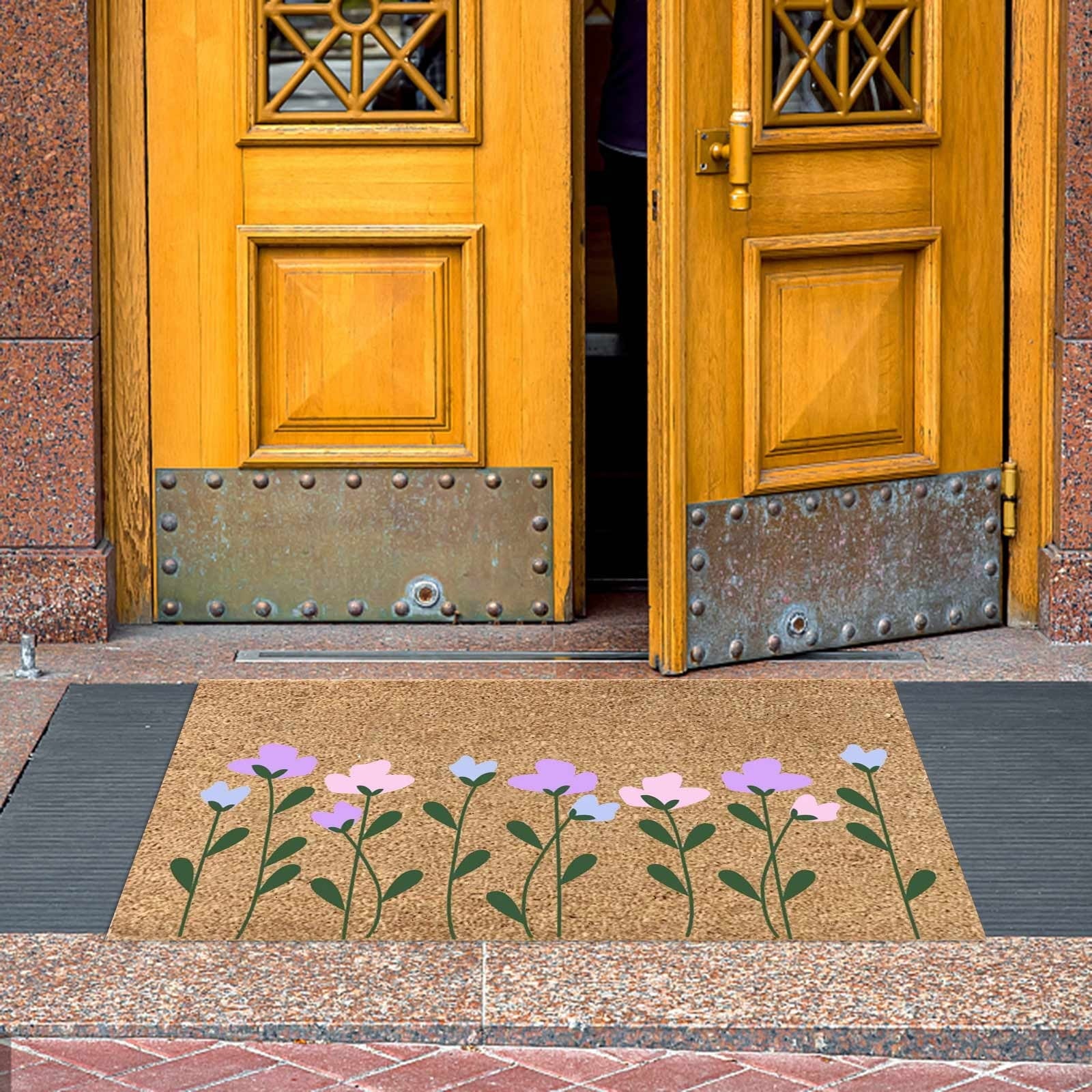 Purple Wildflower Non-Slip Doormat – 40 × 60cm