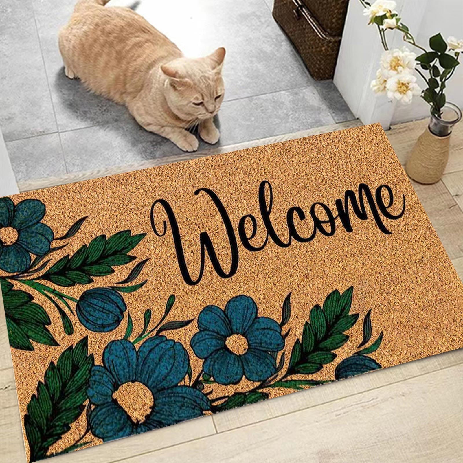 Botanical Welcome Non-Slip Doormat – 40 × 60cm