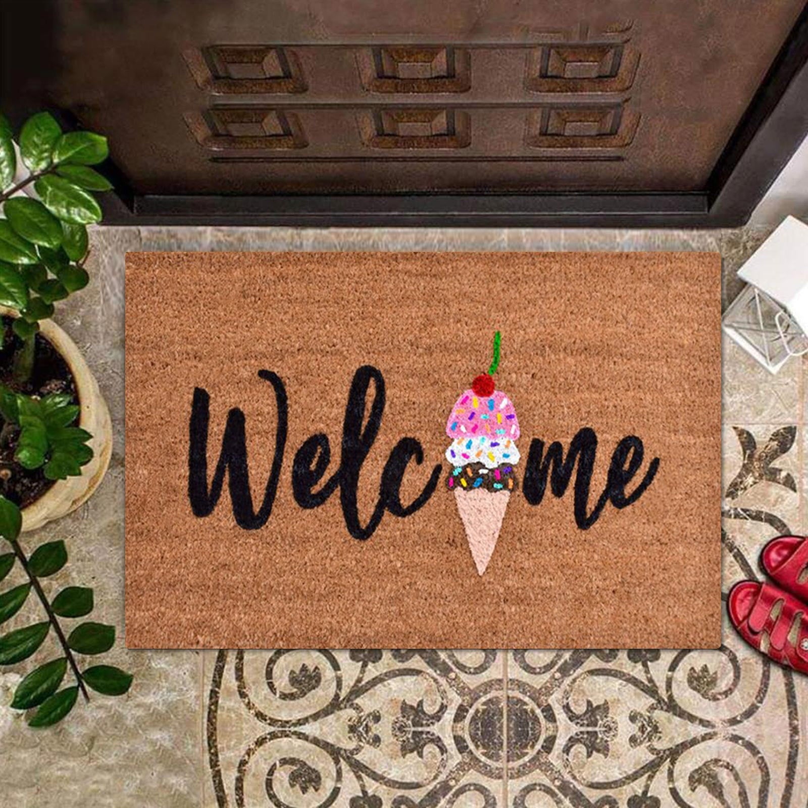 Welcome Ice Cream Non-Slip Doormat – 40 × 60cm