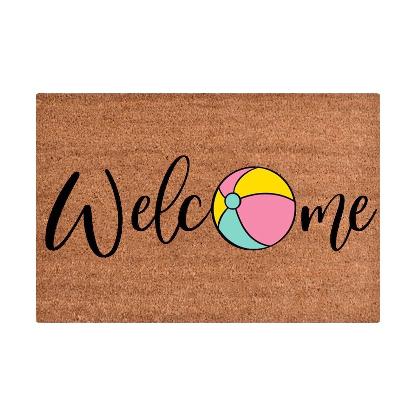 Welcome Beach Ball Non-Slip Doormat – 40 × 60cm