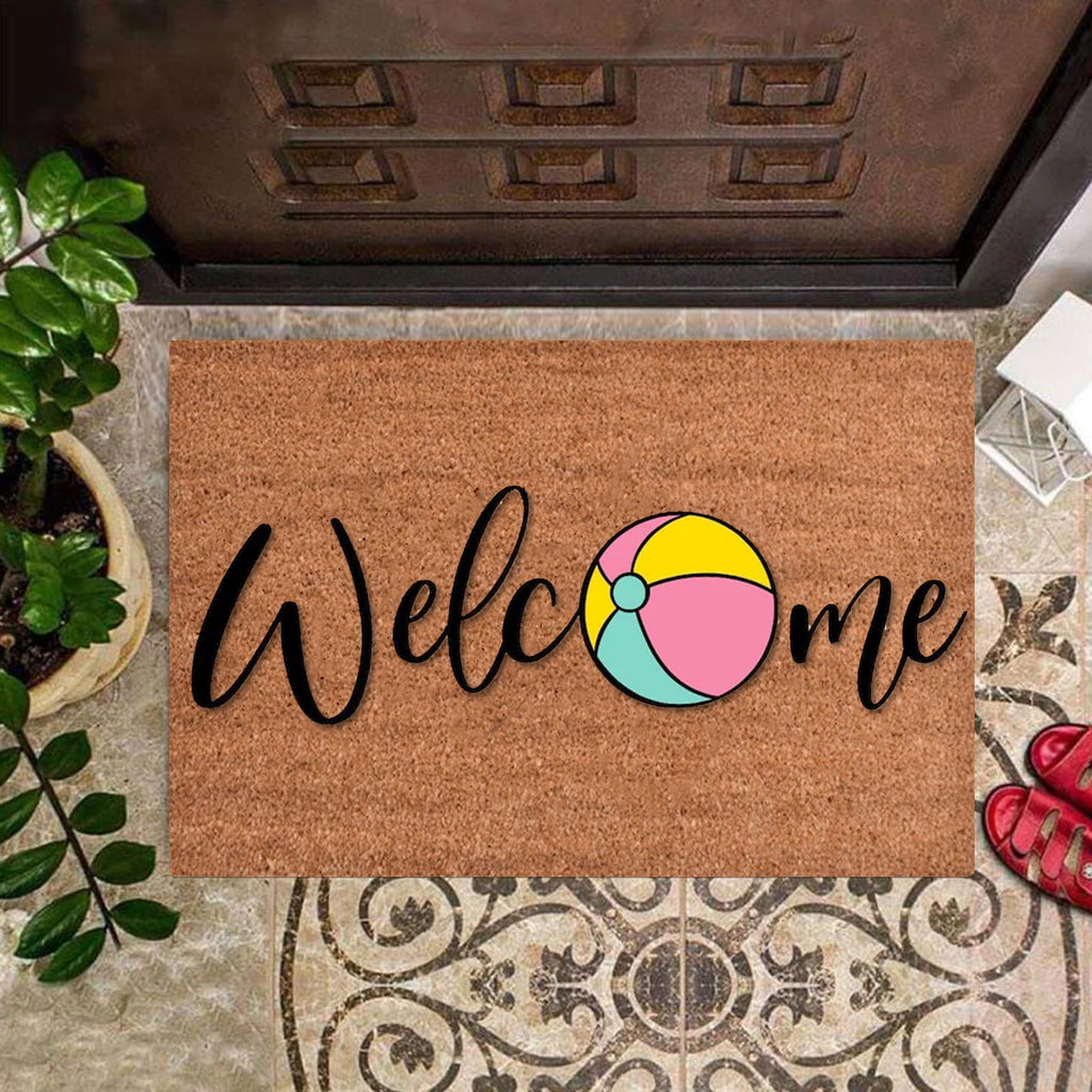 Welcome Beach Ball Non-Slip Doormat – 40 × 60cm