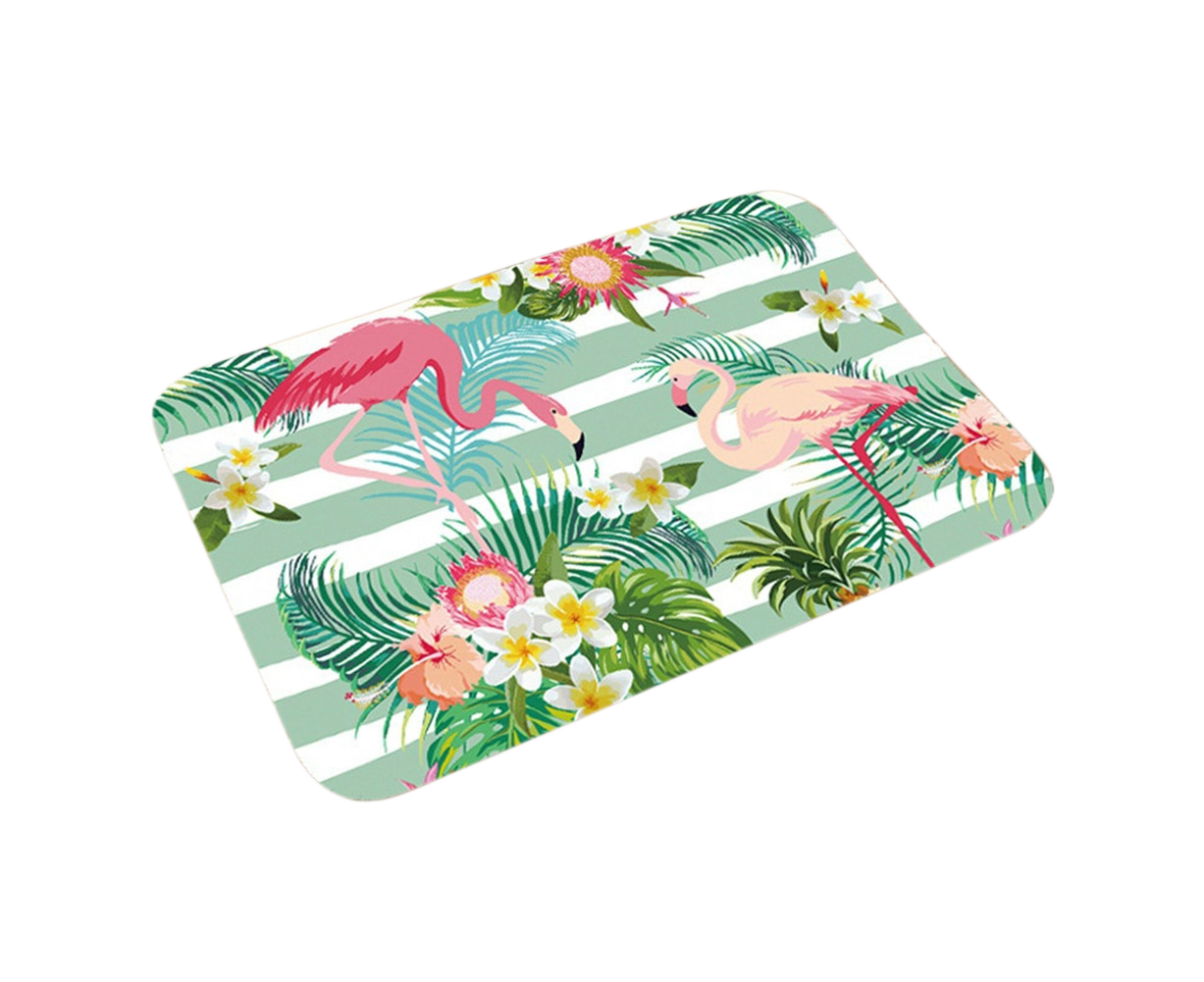 Tropical Floral Flamingo Non-Slip Doormat – 40 × 60cm
