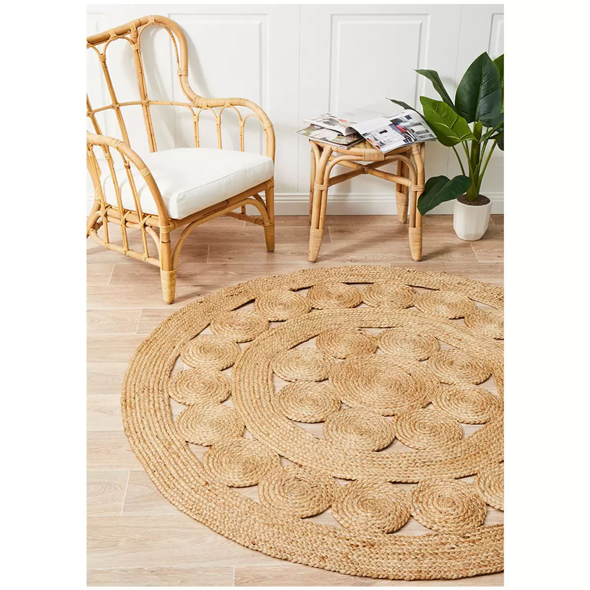 Atrium Natural Jute Round Rug – 200 × 200cm