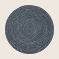 Round Braided Rug — Navy & White Cotton, 120cm