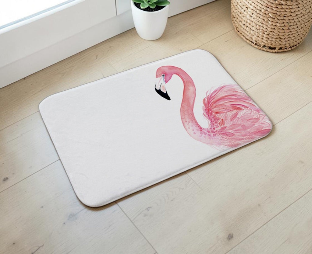 White Flamingo Non-Slip Doormat – 40 × 60cm