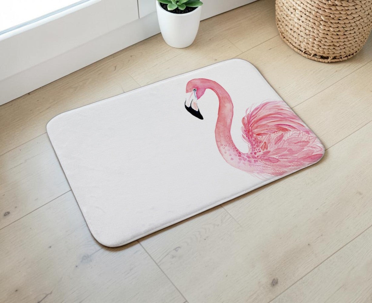 White Flamingo Non-Slip Doormat – 40 × 60cm