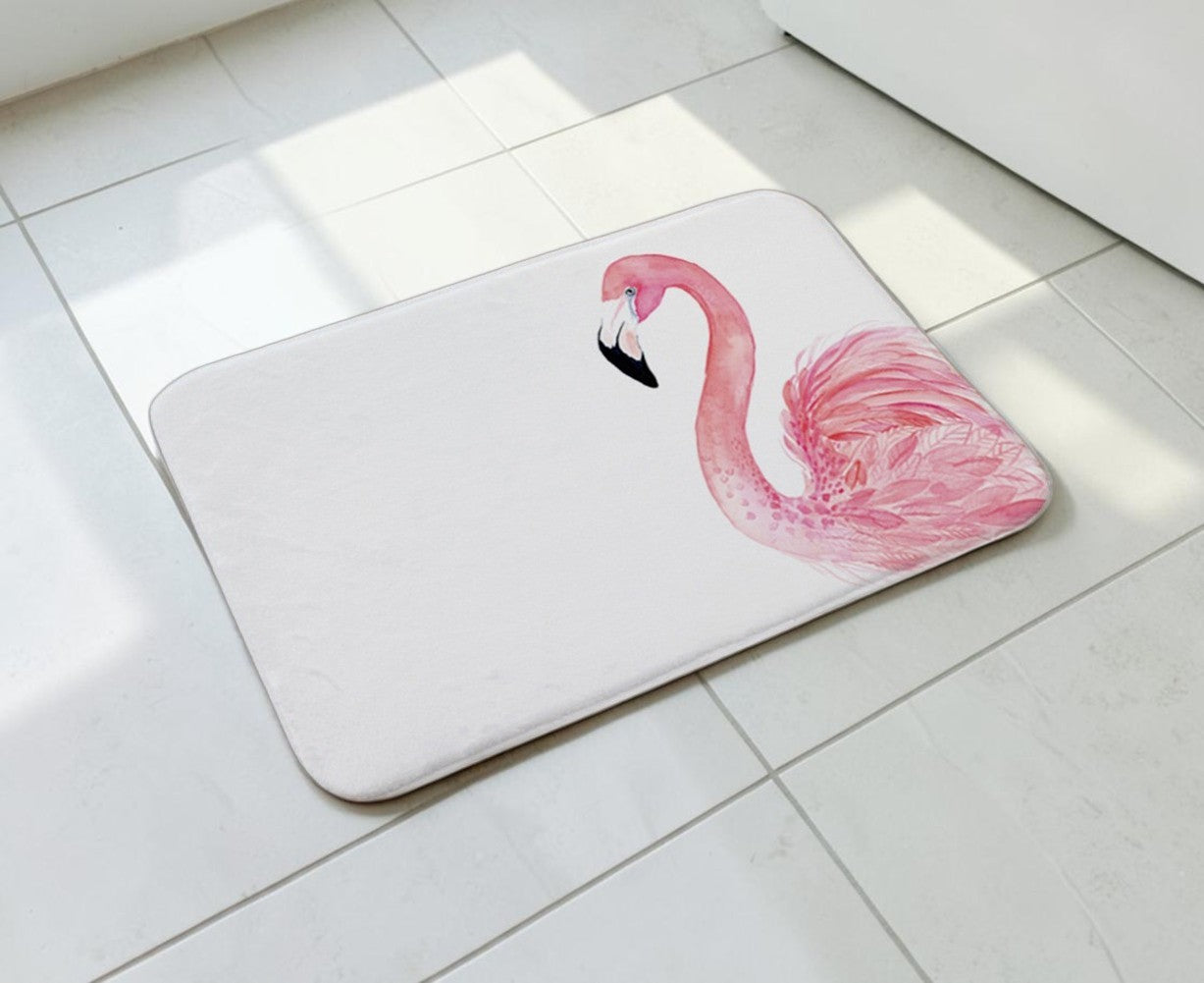White Flamingo Non-Slip Doormat – 40 × 60cm